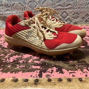 Under Armour Red/White Microtips Metal Men’s Cleats Sz 13
